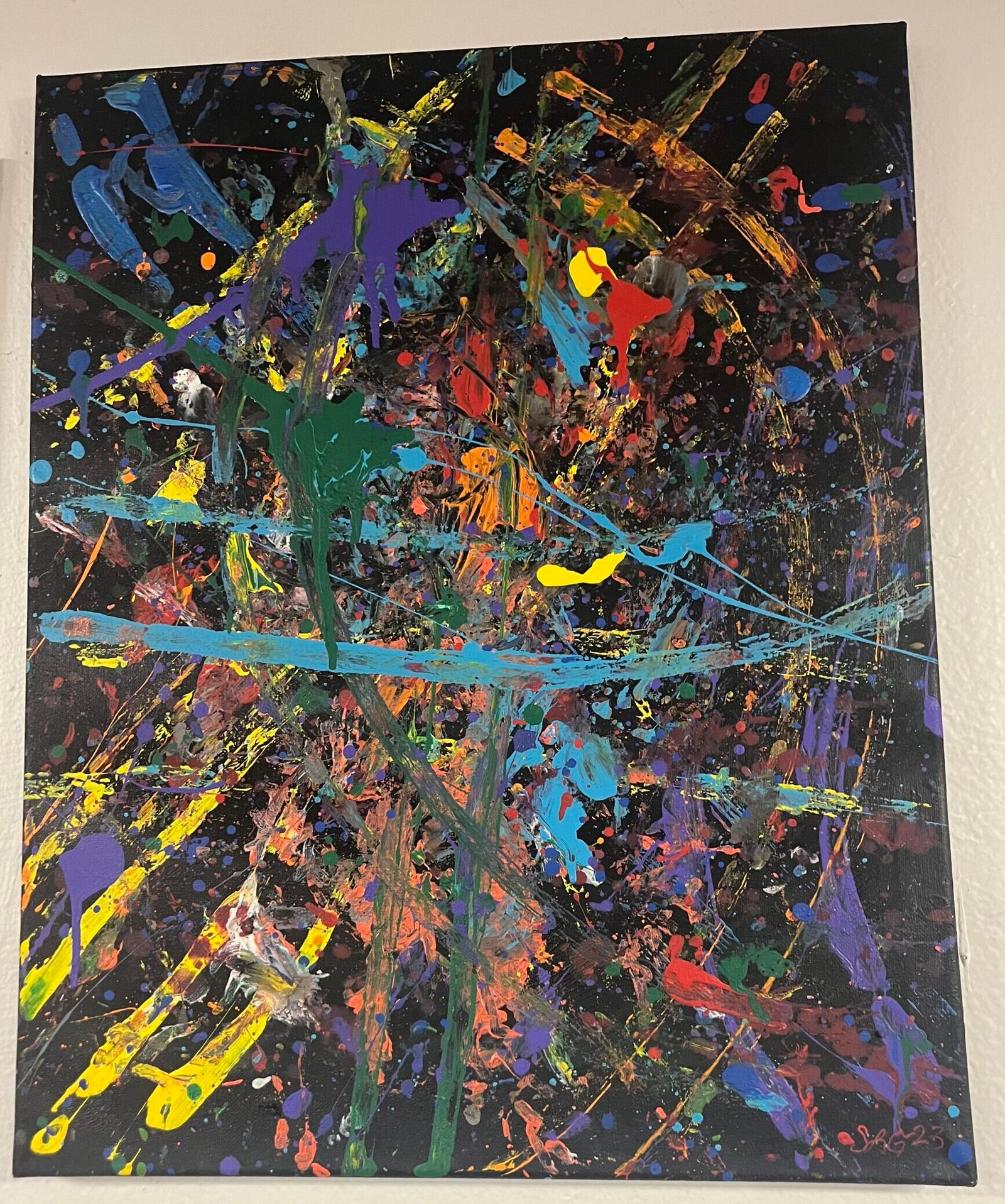 Abstract painting - made with moving toys